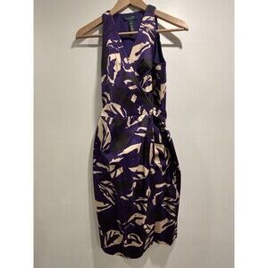 Ralph Lauren Dress Sz 4 Wrap Sleeveless Midi Purple Beige Classic Old Money